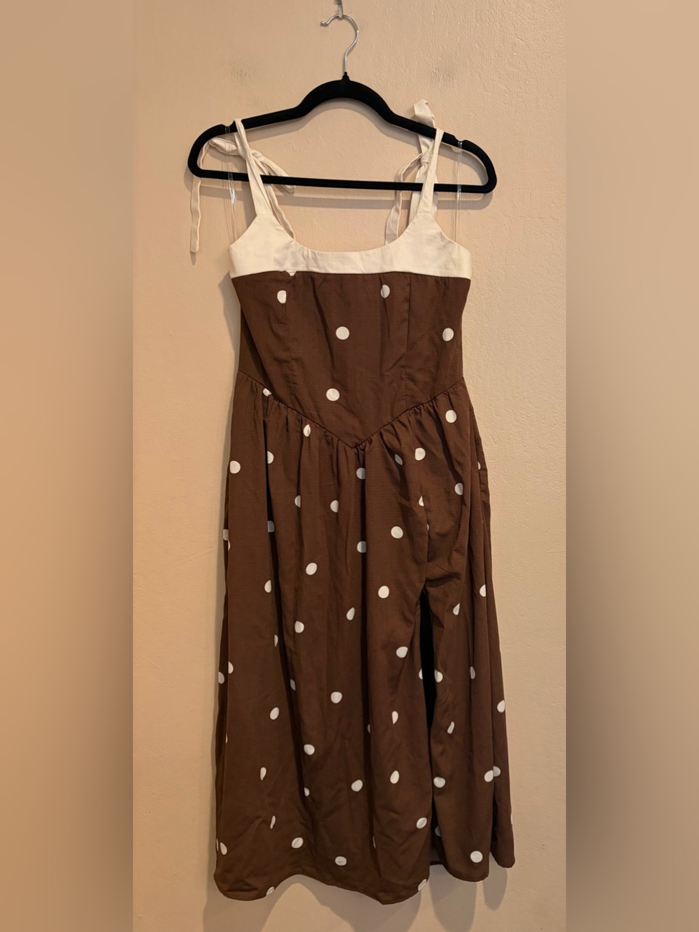 Trixxi Chocolate Brown & White Polka Dot Dress, Retro Pinup Girl Vibes, size M